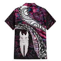 New Zealand Aotearoa Family Matching Mermaid Dress and Hawaiian Shirt Maori Hei Rehua Paua Shell Glitter Pink LT05 - Polynesian Pride