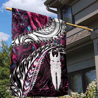 New Zealand Aotearoa Garden Flag Maori Hei Rehua Paua Shell Glitter Pink LT05 - Polynesian Pride