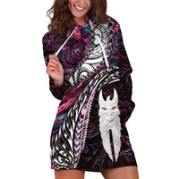 New Zealand Aotearoa Hoodie Dress Maori Hei Rehua Paua Shell Glitter Pink LT05 Pink - Polynesian Pride