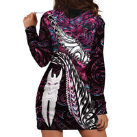 New Zealand Aotearoa Hoodie Dress Maori Hei Rehua Paua Shell Glitter Pink LT05 - Polynesian Pride