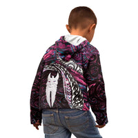 New Zealand Aotearoa Kid Hoodie Maori Hei Rehua Paua Shell Glitter Pink LT05 - Polynesian Pride