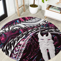 New Zealand Aotearoa Round Carpet Maori Hei Rehua Paua Shell Glitter Pink LT05 Pink - Polynesian Pride