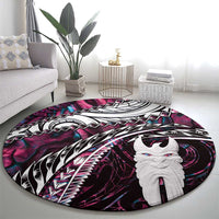 New Zealand Aotearoa Round Carpet Maori Hei Rehua Paua Shell Glitter Pink LT05 - Polynesian Pride
