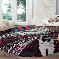 New Zealand Aotearoa Round Carpet Maori Hei Rehua Paua Shell Glitter Pink LT05 - Polynesian Pride