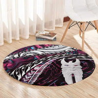 New Zealand Aotearoa Round Carpet Maori Hei Rehua Paua Shell Glitter Pink LT05 - Polynesian Pride