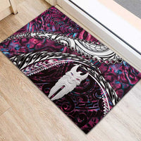 New Zealand Aotearoa Rubber Doormat Maori Hei Rehua Paua Shell Glitter Pink LT05 - Polynesian Pride