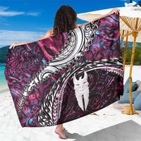 New Zealand Aotearoa Sarong Maori Hei Rehua Paua Shell Glitter Pink LT05 One Size 44 x 66 inches Pink - Polynesian Pride