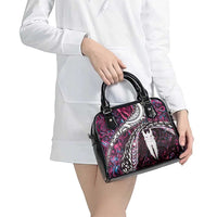New Zealand Aotearoa Shoulder Handbag Maori Hei Rehua Paua Shell Glitter Pink LT05 - Polynesian Pride