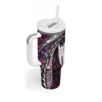 New Zealand Aotearoa Tumbler With Handle Maori Hei Rehua Paua Shell Glitter Pink LT05 - Polynesian Pride