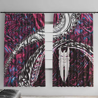 New Zealand Aotearoa Window Curtain Maori Hei Rehua Paua Shell Glitter Pink LT05 With Hooks Pink - Polynesian Pride