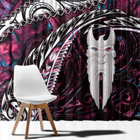 New Zealand Aotearoa Window Curtain Maori Hei Rehua Paua Shell Glitter Pink LT05 - Polynesian Pride