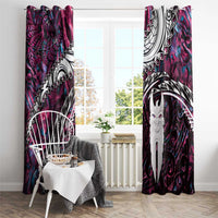 New Zealand Aotearoa Window Curtain Maori Hei Rehua Paua Shell Glitter Pink LT05 - Polynesian Pride