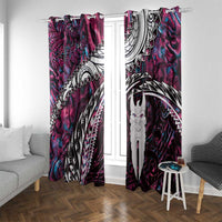 New Zealand Aotearoa Window Curtain Maori Hei Rehua Paua Shell Glitter Pink LT05 With Grommets Pink - Polynesian Pride