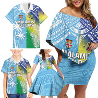 Personalised Happy Malampa Fiji Day Family Matching Off Shoulder Short Dress and Hawaiian Shirt Half Mix Style LT05 - Polynesian Pride
