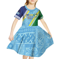 Love Malampa Fiji Day Kid Short Sleeve Dress Together We Grow LT05 - Polynesian Pride
