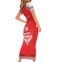 Custom Tonga Mate Maa Rugby Family Matching Short Sleeve Bodycon Dress and Hawaiian Shirt Go Champions LT05 - Polynesian Pride