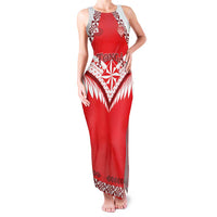 Custom Tonga Mate Maa Rugby Family Matching Tank Maxi Dress and Hawaiian Shirt Go Champions LT05 Mom's Dress Red - Polynesian Pride