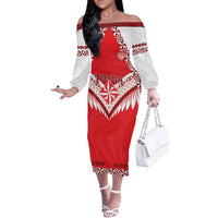 Custom Tonga Mate Maa Rugby Off The Shoulder Long Sleeve Dress Go Champions