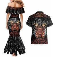 Aloha Halloween Couples Matching Mermaid Dress and Hawaiian Shirt Horror Tiki Heavy Metal Style LT05 - Polynesian Pride
