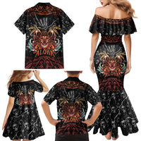Aloha Halloween Family Matching Mermaid Dress and Hawaiian Shirt Horror Tiki Heavy Metal Style LT05 - Polynesian Pride