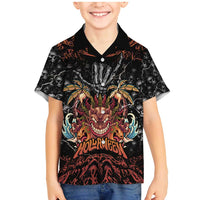 Aloha Halloween Family Matching Mermaid Dress and Hawaiian Shirt Horror Tiki Heavy Metal Style LT05 Son's Shirt Black - Polynesian Pride