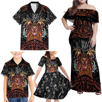 Aloha Halloween Family Matching Off Shoulder Maxi Dress and Hawaiian Shirt Horror Tiki Heavy Metal Style LT05 - Polynesian Pride
