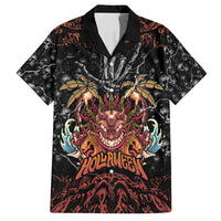 Aloha Halloween Family Matching Off Shoulder Maxi Dress and Hawaiian Shirt Horror Tiki Heavy Metal Style LT05 Dad's Shirt - Short Sleeve Black - Polynesian Pride