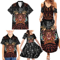 Aloha Halloween Family Matching Summer Maxi Dress and Hawaiian Shirt Horror Tiki Heavy Metal Style LT05 - Polynesian Pride