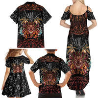 Aloha Halloween Family Matching Summer Maxi Dress and Hawaiian Shirt Horror Tiki Heavy Metal Style LT05 - Polynesian Pride