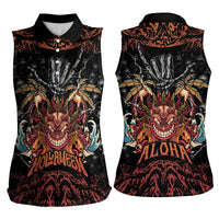 Aloha Halloween Women Sleeveless Polo Shirt Horror Tiki Heavy Metal Style LT05 - Polynesian Pride