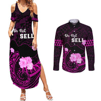 Hawaii Strong Maui Couples Matching Summer Maxi Dress and Long Sleeve Button Shirt Lahaina Is Not For Sale LT05 Pink - Polynesian Pride