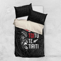 Aotearoa Toitu Te Tiriti Bedding Set New Zealand Honour The Treaty LT05 US Twin 172cm x 218cm Black - Polynesian Pride