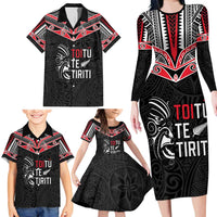 Aotearoa Toitu Te Tiriti Family Matching Long Sleeve Bodycon Dress and Hawaiian Shirt New Zealand Honour The Treaty LT05 - Polynesian Pride