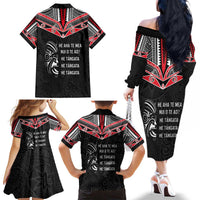 Aotearoa Toitu Te Tiriti Family Matching Off The Shoulder Long Sleeve Dress and Hawaiian Shirt New Zealand Honour The Treaty LT05 - Polynesian Pride