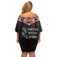 Aotearoa Toitu Te Tiriti Family Matching Off Shoulder Short Dress and Hawaiian Shirt New Zealand Honour The Treaty LT05 - Polynesian Pride