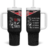 Aotearoa Toitu Te Tiriti Tumbler With Handle New Zealand Honour The Treaty LT05 One Size: 40 oz Black - Polynesian Pride