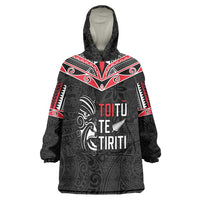 Aotearoa Toitu Te Tiriti Wearable Blanket Hoodie New Zealand Honour The Treaty LT05 One Size Black - Polynesian Pride
