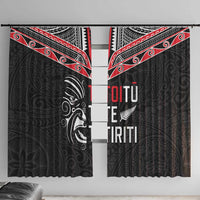 Aotearoa Toitu Te Tiriti Window Curtain New Zealand Honour The Treaty LT05 With Hooks Black - Polynesian Pride