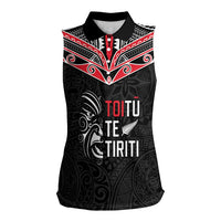 Aotearoa Toitu Te Tiriti Women Sleeveless Polo Shirt New Zealand Honour The Treaty LT05 Female Black - Polynesian Pride