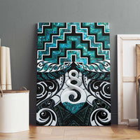 New Zealand Maori Canvas Wall Art Poutama Pikorua Turquoise Paua Shell LT05 - Polynesian Pride