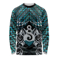 New Zealand Maori Long Sleeve Shirt Poutama Pikorua Turquoise Paua Shell LT05 Unisex Turquoise - Polynesian Pride