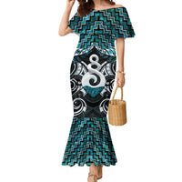 New Zealand Maori Mermaid Dress Poutama Pikorua Turquoise Paua Shell LT05 Women Turquoise - Polynesian Pride
