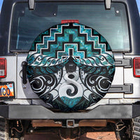 New Zealand Maori Spare Tire Cover Poutama Pikorua Turquoise Paua Shell LT05 Turquoise - Polynesian Pride