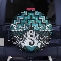 New Zealand Maori Spare Tire Cover Poutama Pikorua Turquoise Paua Shell LT05 - Polynesian Pride