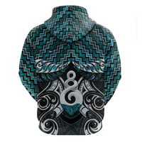 New Zealand Maori Zip Hoodie Poutama Pikorua Turquoise Paua Shell LT05 - Polynesian Pride