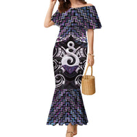 New Zealand Maori Family Matching Mermaid Dress and Hawaiian Shirt Poutama Pikorua Purple Paua Shell LT05 Mom's Dress Purple - Polynesian Pride