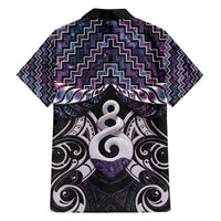 New Zealand Maori Family Matching Off The Shoulder Long Sleeve Dress and Hawaiian Shirt Poutama Pikorua Purple Paua Shell LT05 - Polynesian Pride