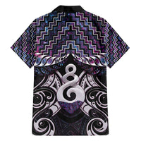 New Zealand Maori Family Matching Off Shoulder Maxi Dress and Hawaiian Shirt Poutama Pikorua Purple Paua Shell LT05 - Polynesian Pride