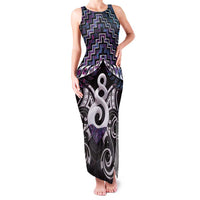New Zealand Maori Family Matching Tank Maxi Dress and Hawaiian Shirt Poutama Pikorua Purple Paua Shell LT05 Mom's Dress Purple - Polynesian Pride