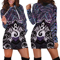 New Zealand Maori Hoodie Dress Poutama Pikorua Purple Paua Shell LT05 - Polynesian Pride